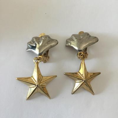 Beautiful Silver and gold tone clip on earrings vintage