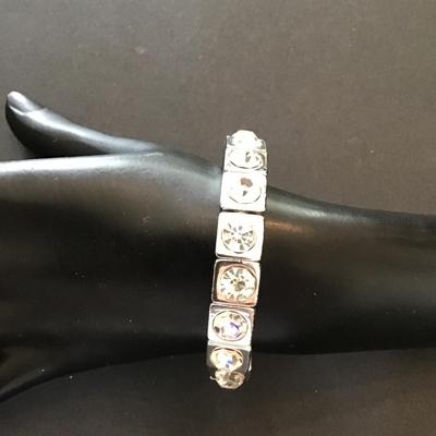 SilverTone stretchy bracelet with rhinestones