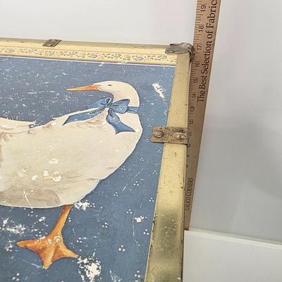 LOT 78: 1960's Monopoly & Scrabble Board Games With Vintage Country Puddle Duck Book Storage Trunk