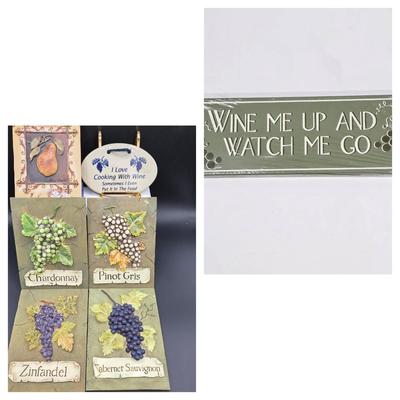 LOT 79: Vintage Wine-Themed Decorative Items