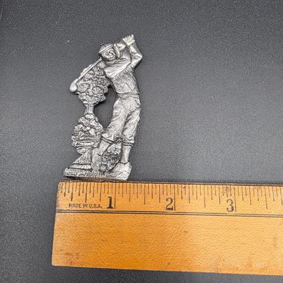 LOT 80C: Vintage Golf Themed Items, Includes A Linden Mantel Clock, Book Ends & More