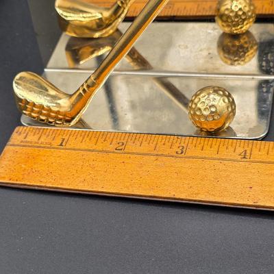 LOT 80C: Vintage Golf Themed Items, Includes A Linden Mantel Clock, Book Ends & More