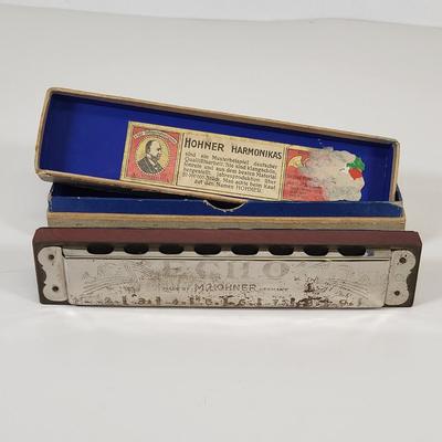 LOT 81: Vintage Instrument Lot of Ocarina and Size Variety of Four Harmonica's