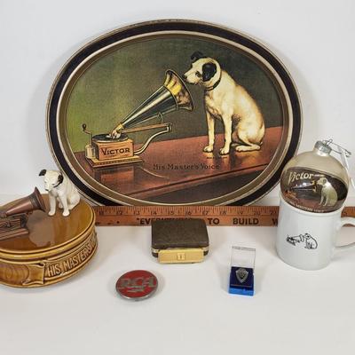 LOT 82: Vintage Lot of Assorted RCA Themed Items