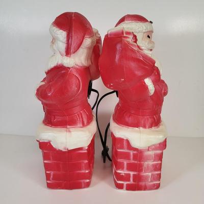 LOT 83: Pair of Vintage Santa Clause Blow Mold Decorations