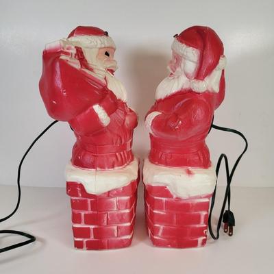 LOT 83: Pair of Vintage Santa Clause Blow Mold Decorations