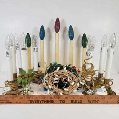 LOT 84: Vintage Lot of Candles and Christmas Lights Decorations
