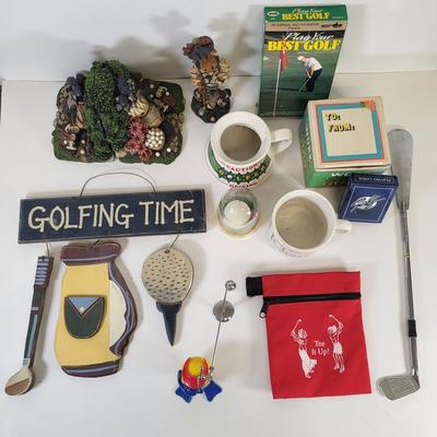 LOT 94: Various Golf Themed Items Including Mugs, Desk Novelties and More