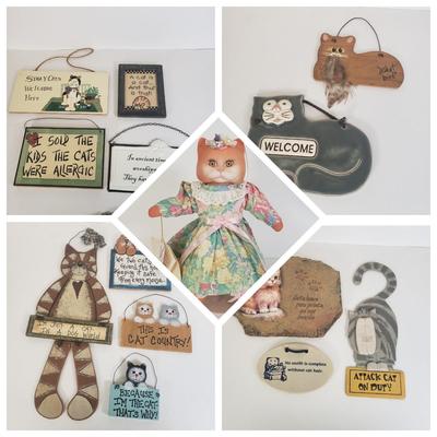 LOT 101: Cat Collection; Wall Hangings with Goebel Victoria Ashlea Original Doll