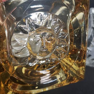 LOT 105: Assorted Decor; Celestial Candle Holders, West German Crystal Bird in Cage, Many Candles & More