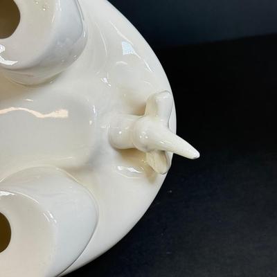 LOT 109: White Ceramic Turtle Planter w/ Faux Ivy in Terra Cotta Pot