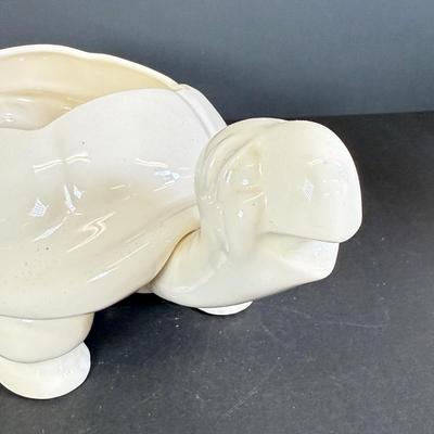 LOT 109: White Ceramic Turtle Planter w/ Faux Ivy in Terra Cotta Pot