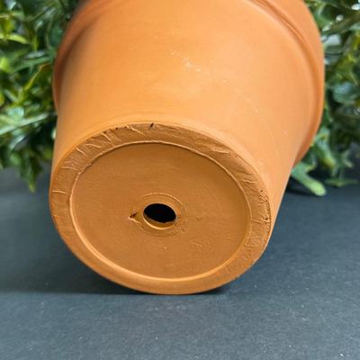 LOT 109: White Ceramic Turtle Planter w/ Faux Ivy in Terra Cotta Pot