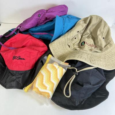LOT 114: Collection of Bucket Hats & Weather Proof Hoods