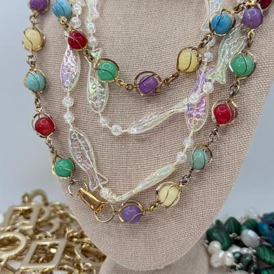 LOT 119: Colorful Collection of Necklaces & Pierced Earrings