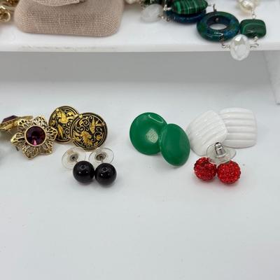 LOT 119: Colorful Collection of Necklaces & Pierced Earrings