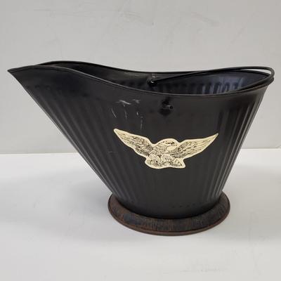 LOT 130: Three Unique Containers Including a Brass Claw Foot Firewood Holder and More