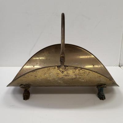 LOT 130: Three Unique Containers Including a Brass Claw Foot Firewood Holder and More