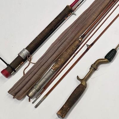 LOT 134: Vintage Fly Rod Collection With A Montague Bamboo Fishing Rod