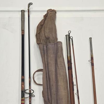 LOT 134: Vintage Fly Rod Collection With A Montague Bamboo Fishing Rod
