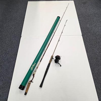 LOT 135: Vintage Fishing Rod W/Pflueger Freespeed 100 Spinning Reel & An LL Bean Travel Rod W/Case