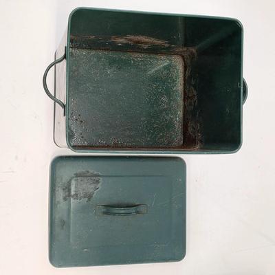 LOT 137: Vintage Gardening Tin & Decorative Milk Can Design, Barnyard Themed Popcorn Tin