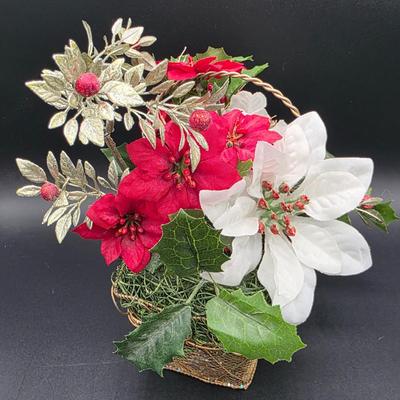 LOT 138: Vintage Christmas Floral/Candle Decorative Items.