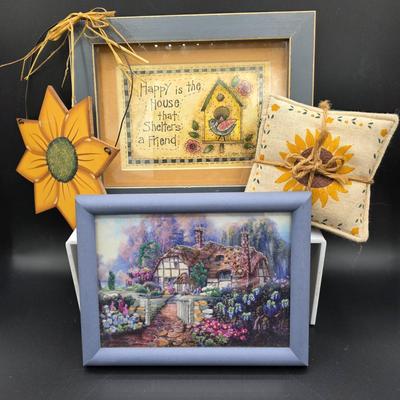 LOT 140: Vintage Home Decor Collection, Includes Electric Candle Warmers, Framed Cottage Prints, Inspirational Items & More