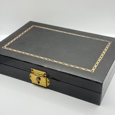 LOT 145: Jewelry Box filled w/ Vintage Cufflinks, Tie Clips, Patches & More