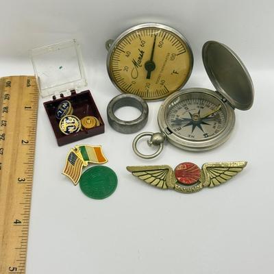 LOT 146: WWII Compass, US Navy Liaque Lapel Pins & More
