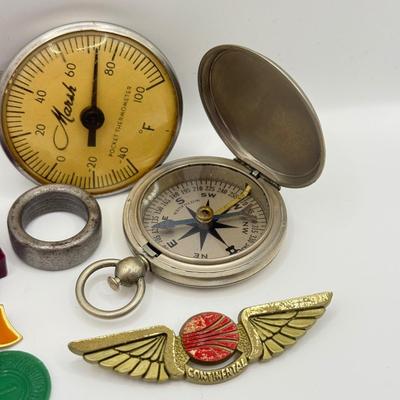 LOT 146: WWII Compass, US Navy Liaque Lapel Pins & More