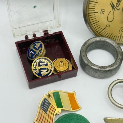 LOT 146: WWII Compass, US Navy Liaque Lapel Pins & More