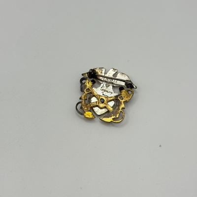 LOT 147: Sterling US Navy Officer Cap Badge WWII Era (9.8gtw) w/ Vintage Map of Shanghai by the Navy YMCA