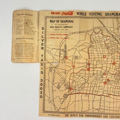 LOT 147: Sterling US Navy Officer Cap Badge WWII Era (9.8gtw) w/ Vintage Map of Shanghai by the Navy YMCA