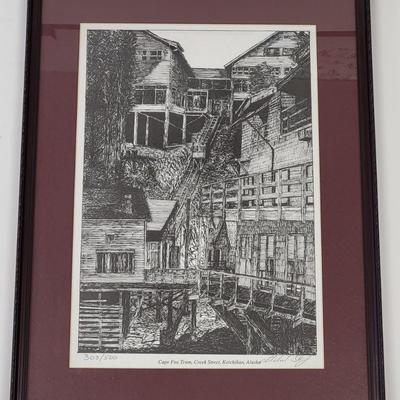 LOT 153: Three Framed Artworks of Ketchikan, Alaska by M. Skafer