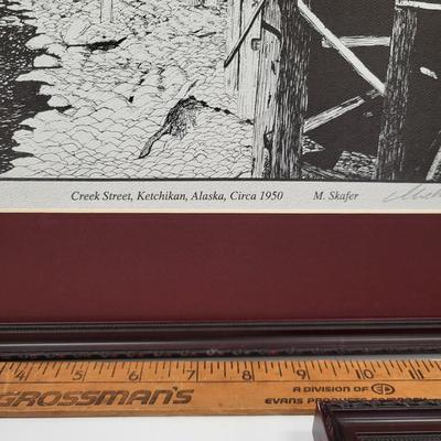 LOT 153: Three Framed Artworks of Ketchikan, Alaska by M. Skafer