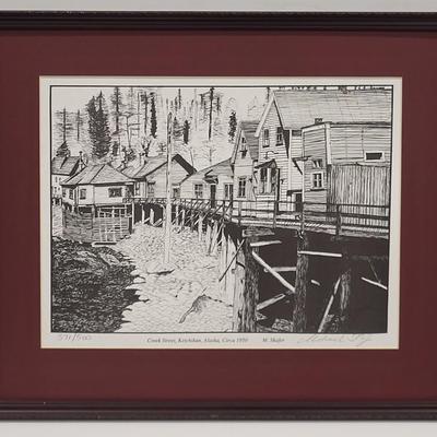 LOT 153: Three Framed Artworks of Ketchikan, Alaska by M. Skafer