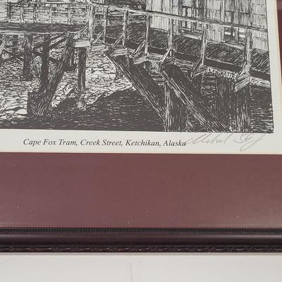 LOT 153: Three Framed Artworks of Ketchikan, Alaska by M. Skafer