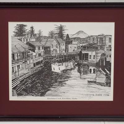LOT 153: Three Framed Artworks of Ketchikan, Alaska by M. Skafer