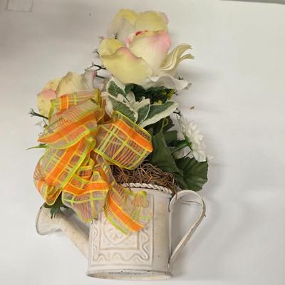 LOT 161: Beautiful Faux Floral Items, Includes Candle Rings, Swag & Pottery/Topiary Arrangements
