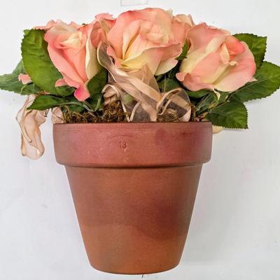 LOT 161: Beautiful Faux Floral Items, Includes Candle Rings, Swag & Pottery/Topiary Arrangements