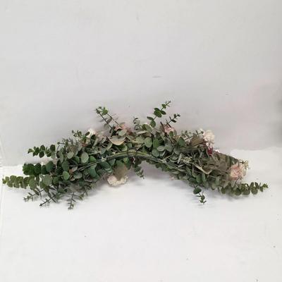 LOT 161: Beautiful Faux Floral Items, Includes Candle Rings, Swag & Pottery/Topiary Arrangements