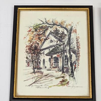 LOT 163: Vintage Framed Landscape Prints, Includes Colonial Williamsburg Scene By Artist John Haymson, The Old Market , Fayetville NC By...