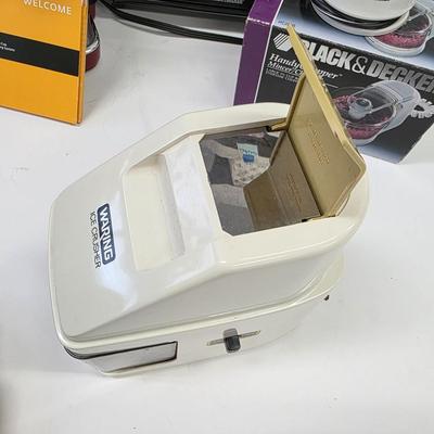 LOT 164: Kitchen Essential Collection, Includes Vintage Electric Waring Pro Ice Crusher W/ Groovy Cozy, Keurig KCup Machine, Electric...
