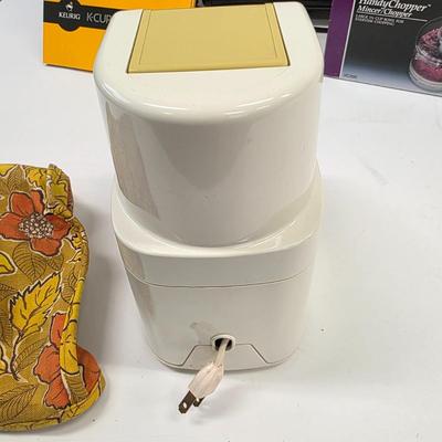 LOT 164: Kitchen Essential Collection, Includes Vintage Electric Waring Pro Ice Crusher W/ Groovy Cozy, Keurig KCup Machine, Electric...