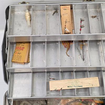 LOT 165: Vintage Dremel Variable Speed Rotary Tool W/Metal Tackle Box Containing Fishing Lures/Accessories