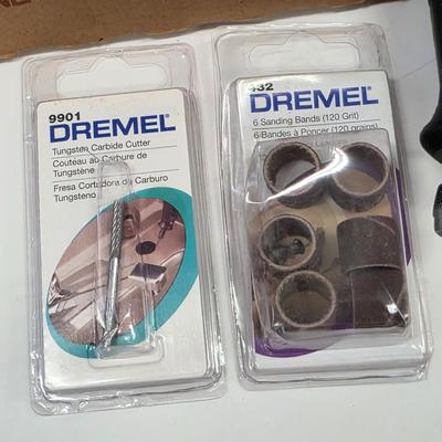 LOT 165: Vintage Dremel Variable Speed Rotary Tool W/Metal Tackle Box Containing Fishing Lures/Accessories