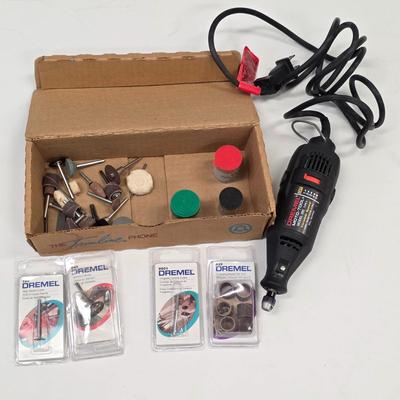 LOT 165: Vintage Dremel Variable Speed Rotary Tool W/Metal Tackle Box Containing Fishing Lures/Accessories