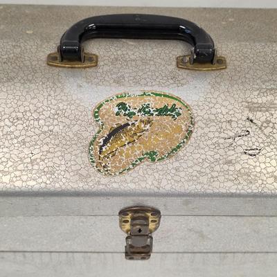 LOT 165: Vintage Dremel Variable Speed Rotary Tool W/Metal Tackle Box Containing Fishing Lures/Accessories