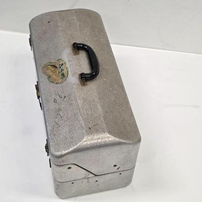 LOT 165: Vintage Dremel Variable Speed Rotary Tool W/Metal Tackle Box Containing Fishing Lures/Accessories